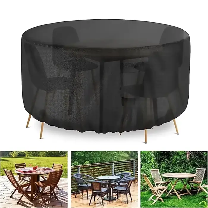 Housses de protection pour table et chaises de jardin rondes d'extérieur, en tissu Oxford imperméabl