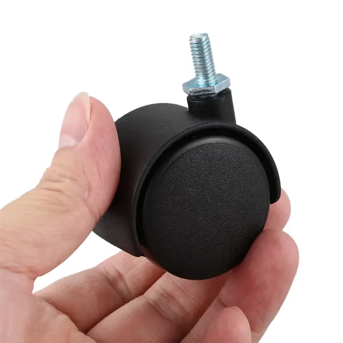 A04I 6mm tige filetée 40mm double roue roulette rotative noir