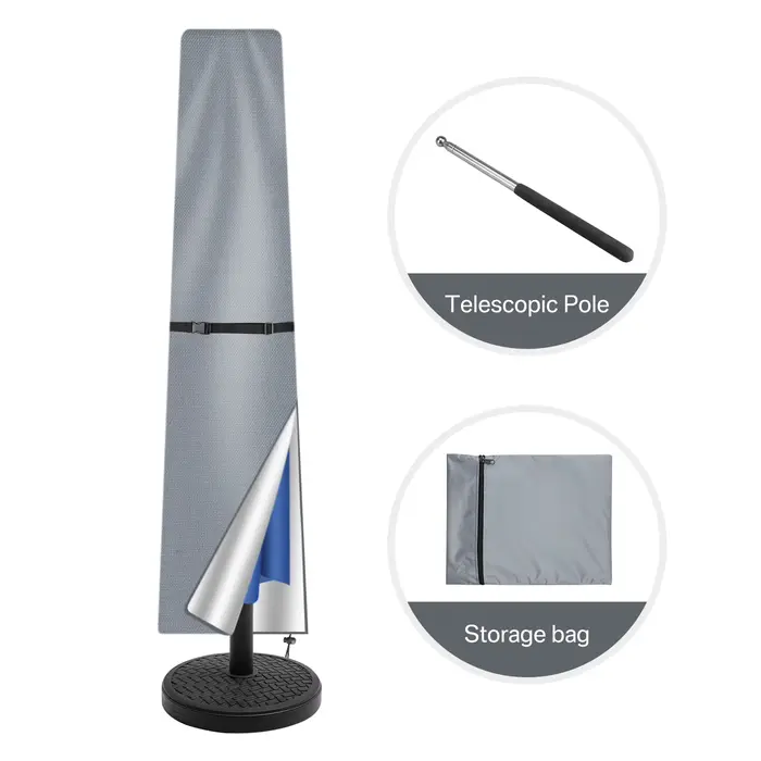 Housse de Parasol droite, housse de protection imperméable avec fermeture éclair sur poteau télescop