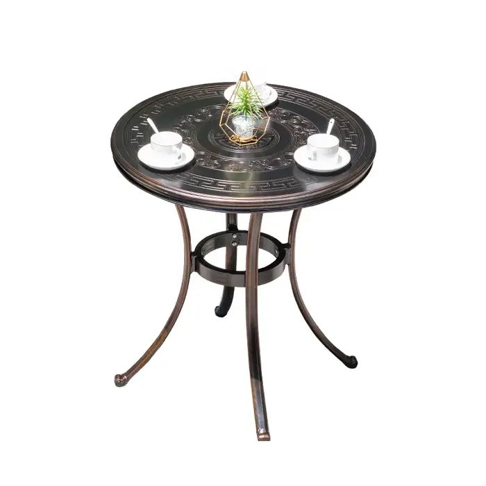 Table de jardin en fonte d'aluminium pour 2-4 personnes, table à manger ronde, table d'extérieur éta