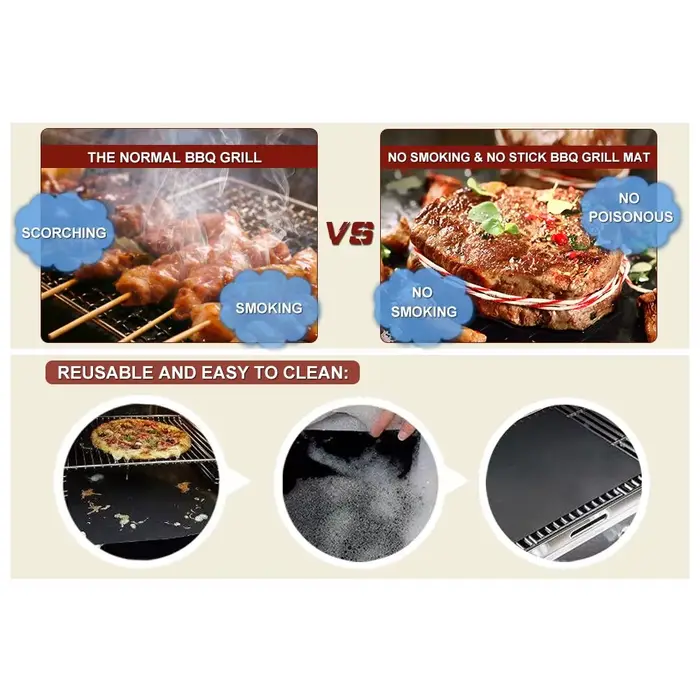 Tapis de cuisson réutilisable antiadhésif pour barbecue