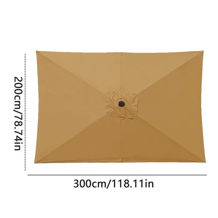 Auvent de parapluie 6,6 x 10 pieds, Parasol rectangulaire de remplacement en tissu, Protection UV, P