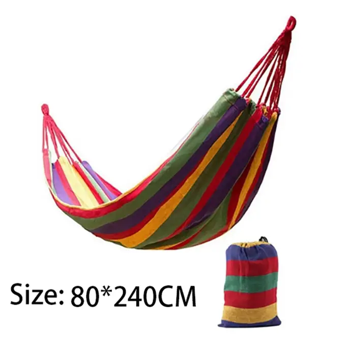 Hamac Double en Toile de Coton avec Sangles d'Arbre, 2 Mortes, pour Jardin Extérieur et Nik( Rouge, 