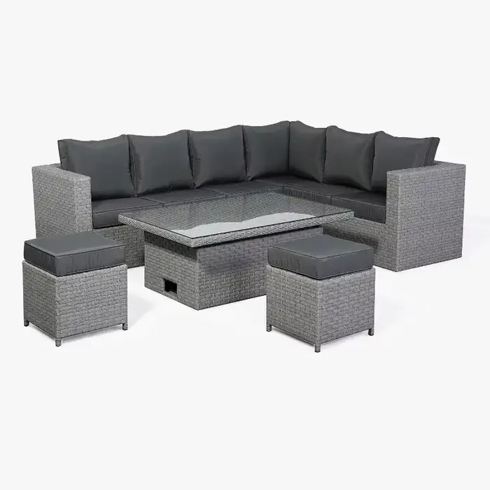 Ensemble de meubles de jardin en rotin large avec canapé d'angle en forme de L de floride avec table