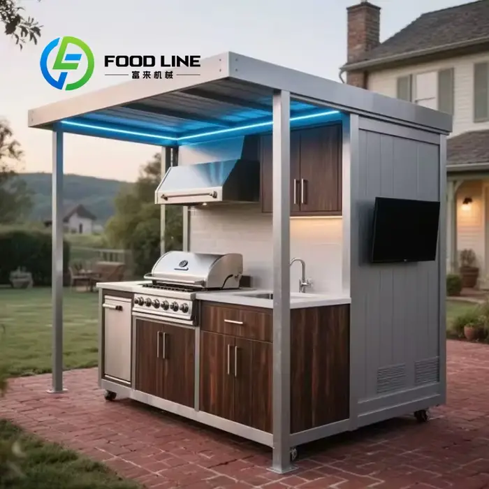 Abri modulaire personnalisé résistant aux intempéries avec cuisine extérieure intégrée