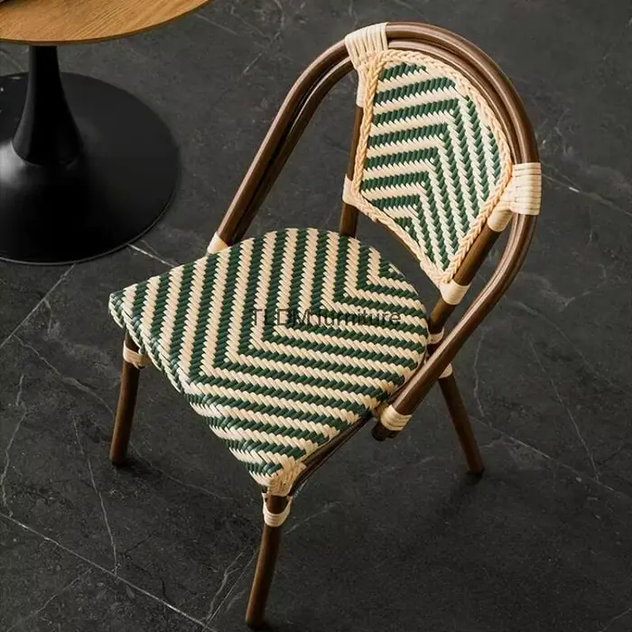 Chaises de salle à manger en rotin de jardin extérieur, chaises de salle à manger en bois de jeu, mo