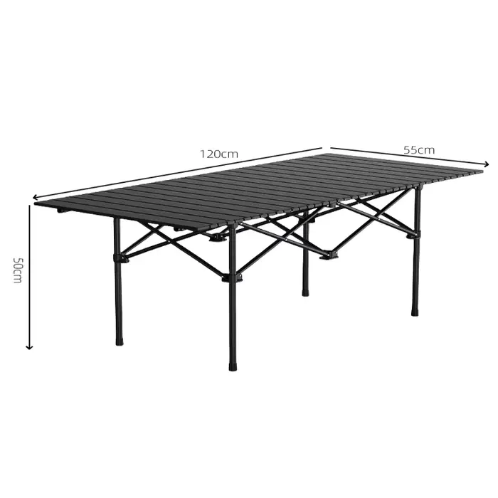 Table longue pliante d'extérieur, rangement Portable, bureau de Camping noir, Table de Barbecue faci