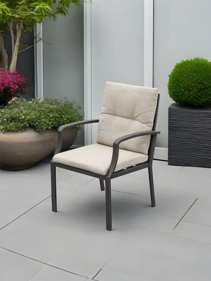 Chaises de jardin d'extérieur en aluminium, avec coussins en tissu lavables, chaises de salle à mang