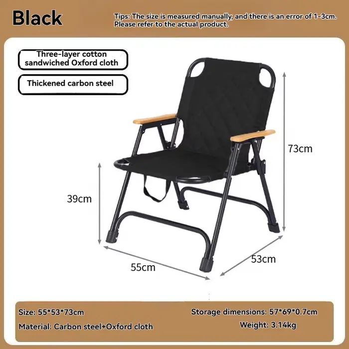 Chaise pliante portable Kemet pour l'extérieur, chaise de camping, chaise de repas épaissie, chaise 