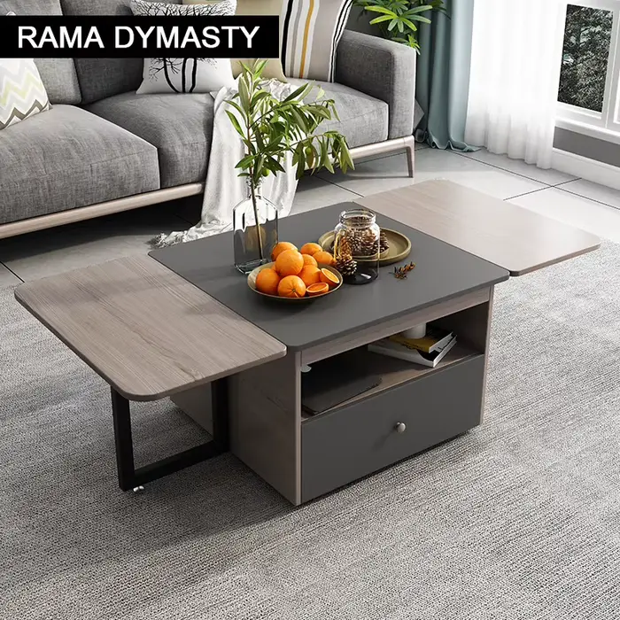Table pliante avec tabourets, rangement multifonctionnel, table à thé pliable