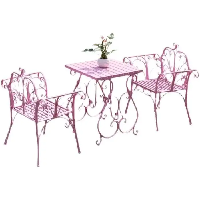 Combinaison de Table et chaise de cour européenne en fer forgé, Table basse et chaise de jardin exté
