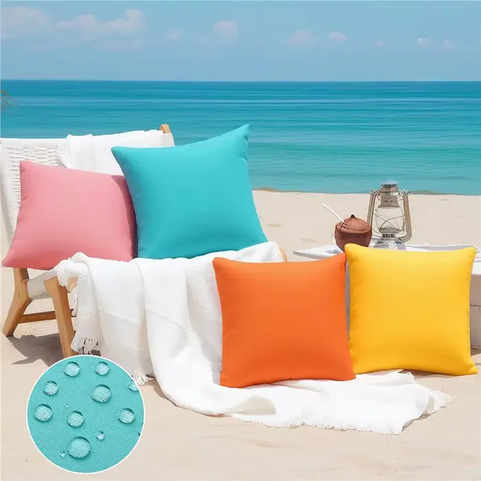Housse de coussin imperméable couleur bonbon pour l'extérieur