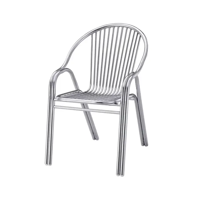 Fauteuils de jardin extérieurs minimalistes modernes, empilables et durables, en acier inoxydable 30