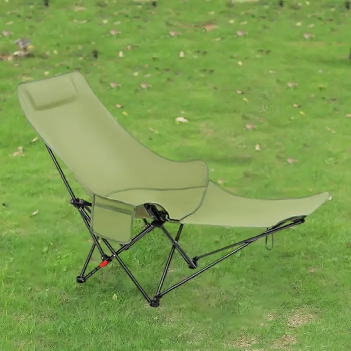 Chaise pliante de camping d'extérieur, chaise réglable à 4 positions avec repose-pieds pour le campi