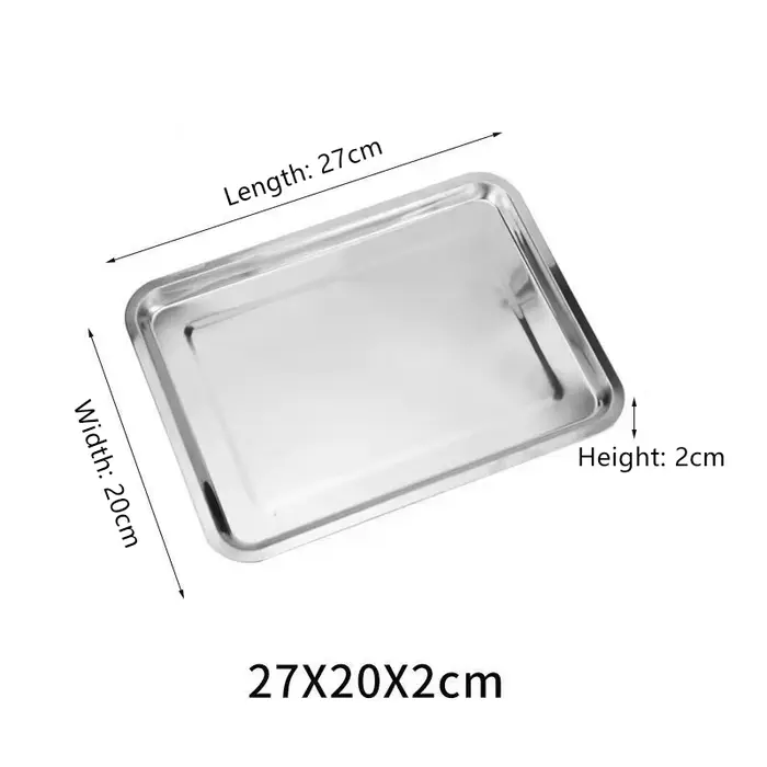 (YY) 1Pc 2025 nouveau Rectangle en acier inoxydable Barbecue thé stockage plateau de service vapeur