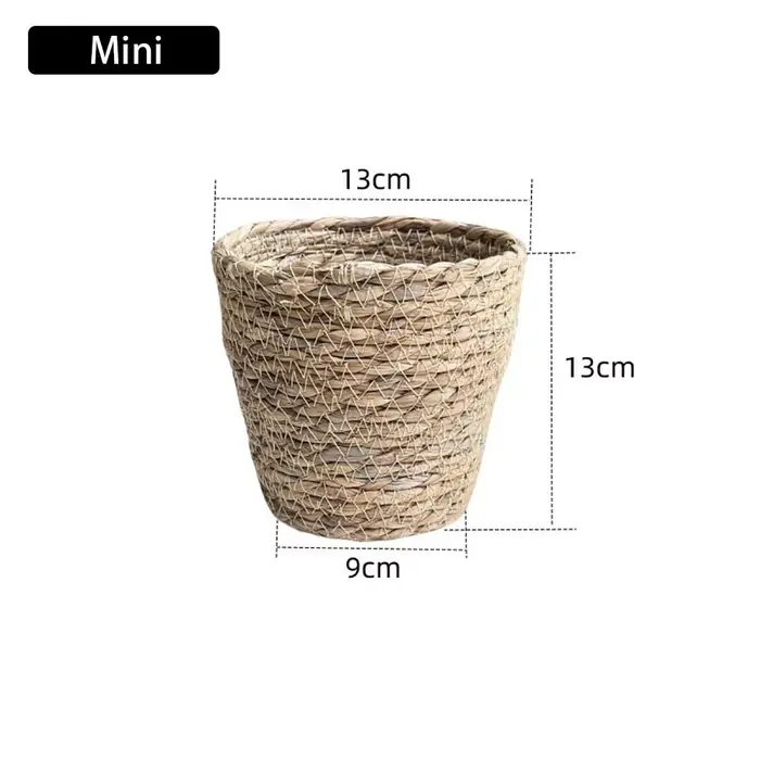 1 pièces pour Terraces de jardin Pot de fleur panier de jardinière rotin paille herbe tissé Pot de f