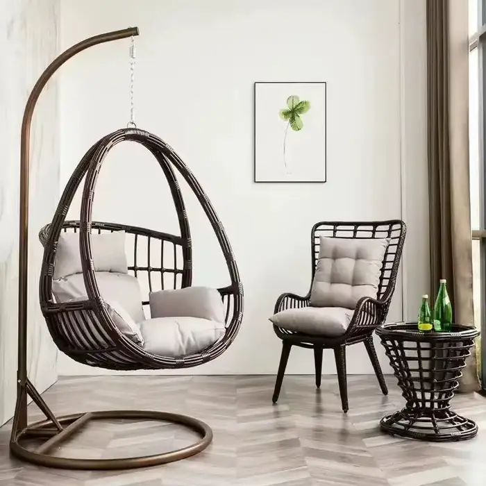 Chaise suspendue en forme d'œuf, Style à la mode, mobilier d'extérieur, balançoire de jardin en roti
