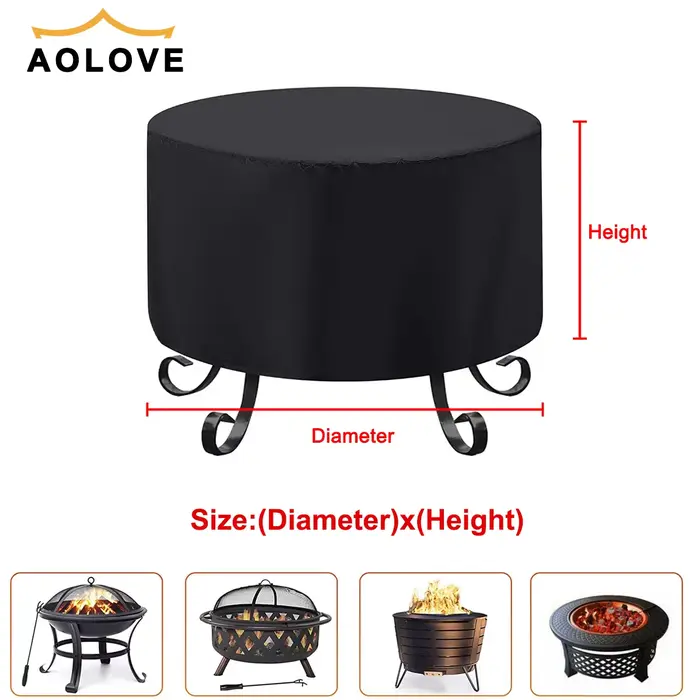 Couverture imperméable pour foyer de Patio, protection UV noire, abri pour barbecue, jardin extérieu
