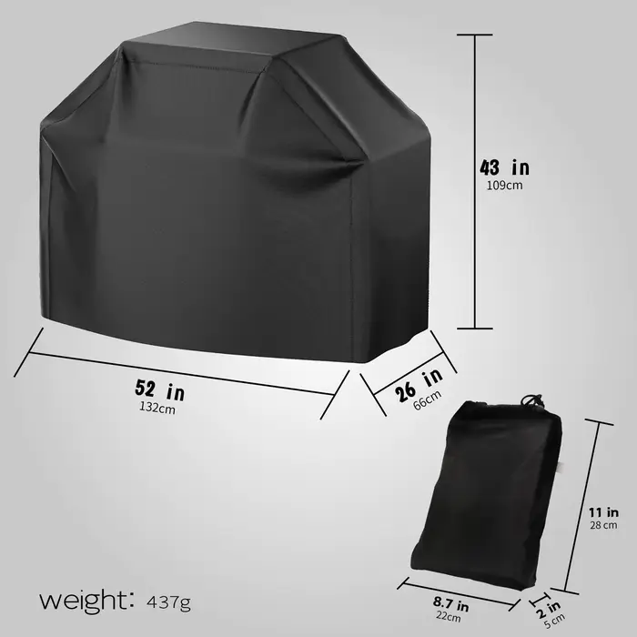 Housse de barbecue robuste et imperméable, noire, résistante à la chaleur et aux taches, pour barbec