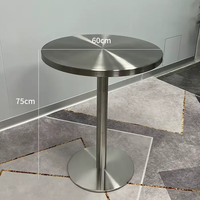 Combinaison de Table et chaise en acier inoxydable, meuble de Restaurant carré moderne, diamètre 50c