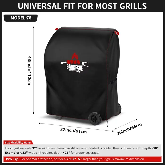 【Housse de barbecue Ry Red Line】Housse de barbecue d'extérieur, fabriquée en tissu Oxford résistant 