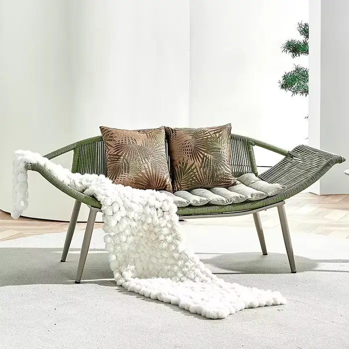 Mobilier d'extérieur cadre en aluminium moulé rotin osier inclinable jardin plage Chaise longue lit 
