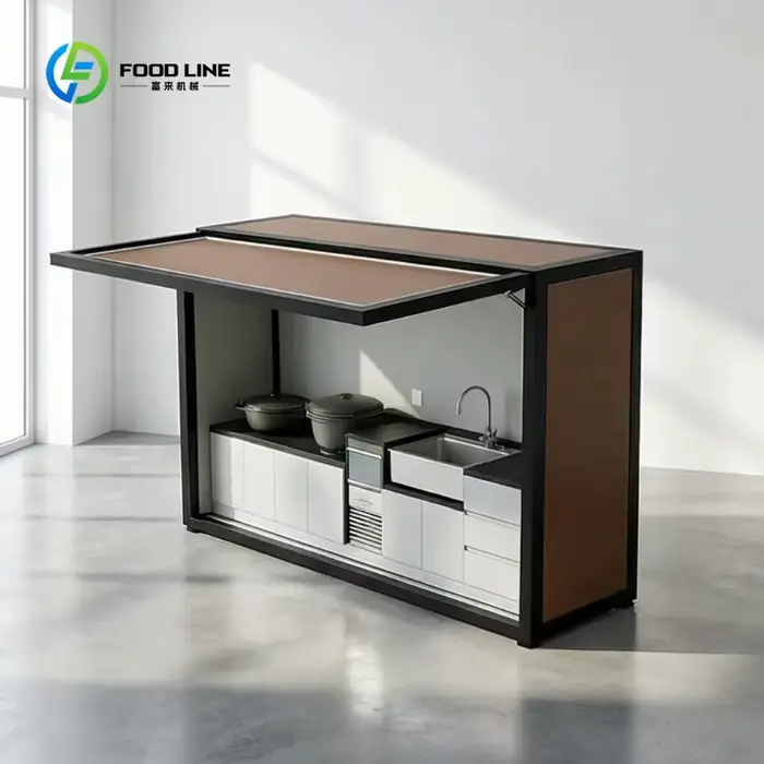Cuisine extérieure modulaire personnalisée en acier inoxydable 304, résistante aux intempéries, pour