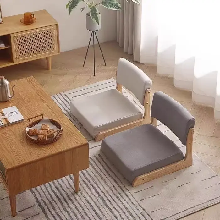 Damedai-Chaise hypothécaire ami en Bois Massif avec Dossier et Coussin de Siège, Siège au Sol, Sans 