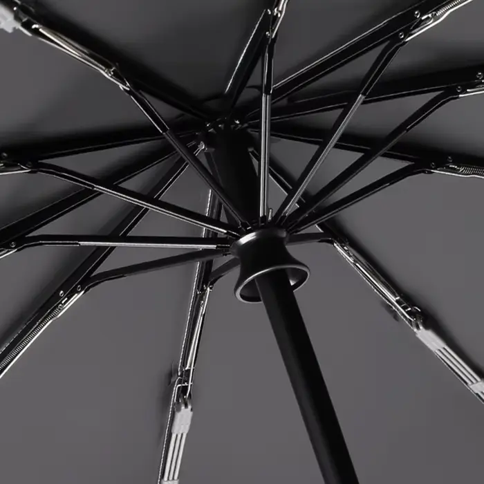 Grand parapluie solide coupe-vent avec bande réfléchissante, parapluie UV pliable automatique invers