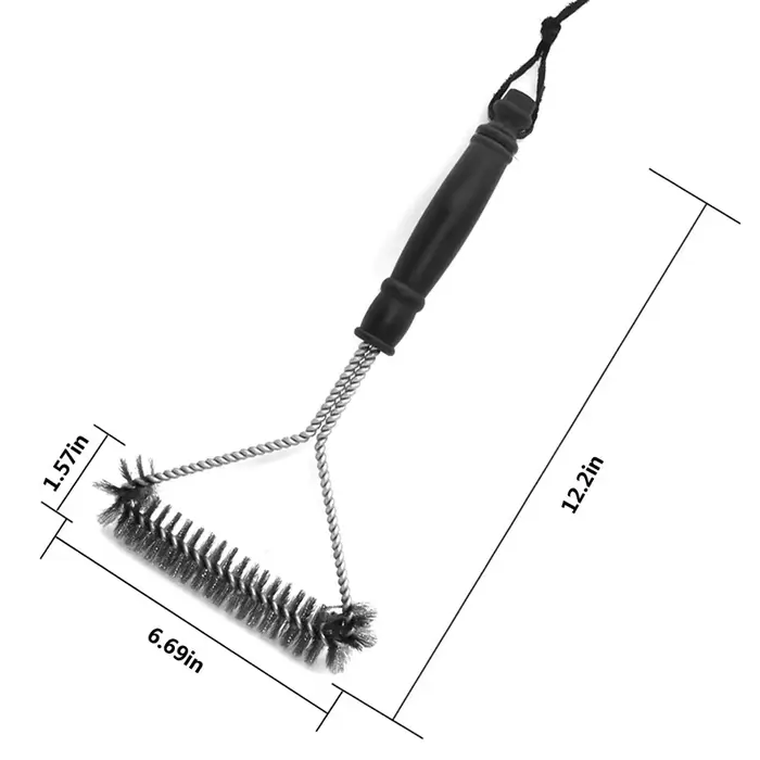 Outils de nettoyage pour barbecue, brosse à long manche, poils en acier inoxydable, adaptée aux gril