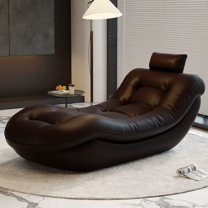 Fauteuil inclinable, chaise longue, canapé en cuir, salon, style italien moderne minimaliste, fauteu