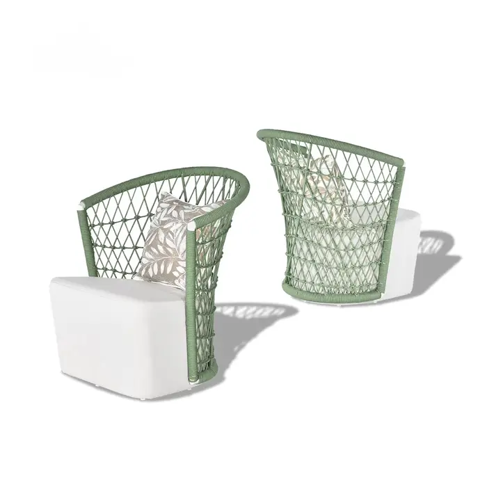 Chaises de mobilier d'extérieur modernes toutes saisons, cadre en aluminium, tissage de corde, chais
