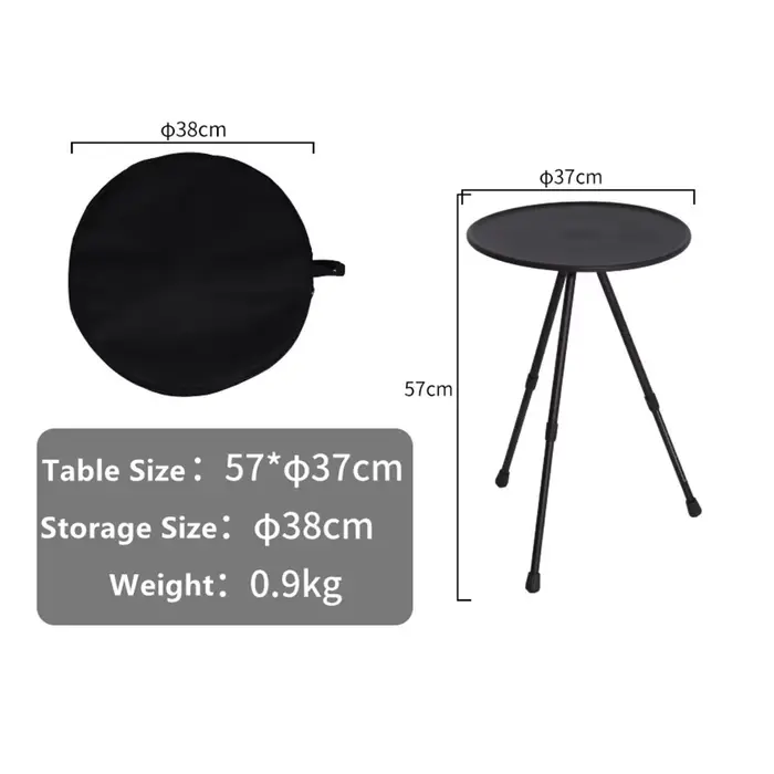 Table ronde pliante télescopique Portable, Table à manger d'extérieur à trois pieds, Table basse en 