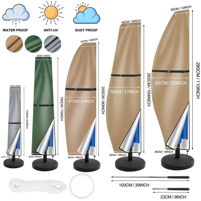 Housse de Parasol de jardin avec tige et anneau de traction