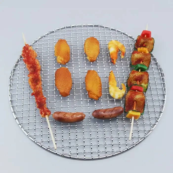 34 tailles 10-60 cm de diamètre rond 304 acier inoxydable BBQ grilles filet mailes coréen Barbecue a