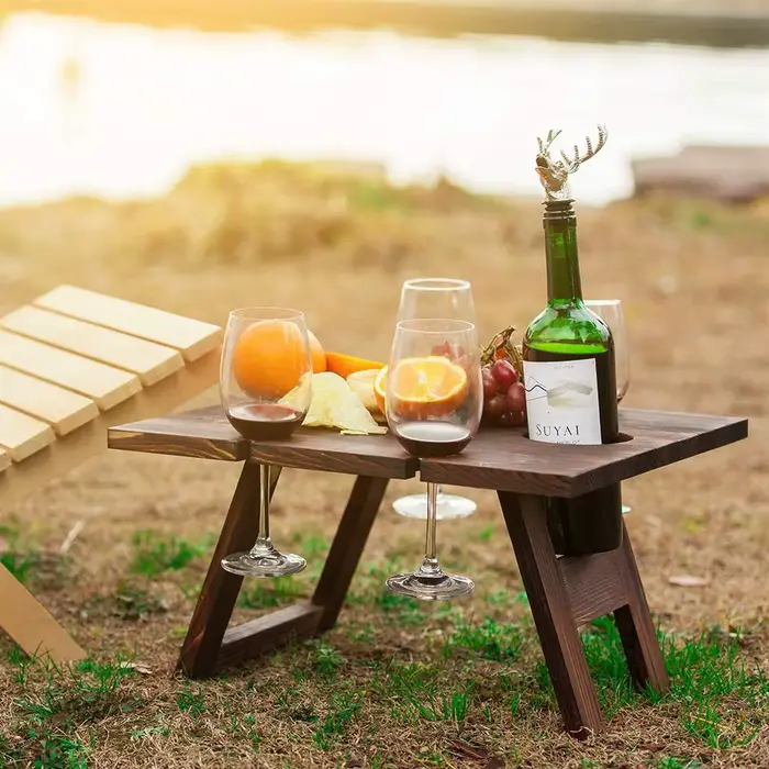 Table de pique-nique portable d'extérieur en bois