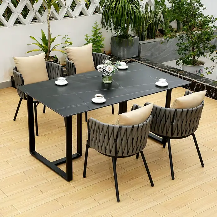 Ensemble Table et chaise d'extérieur de luxe, Table de Restaurant en marbre de jardin moderne, ensem