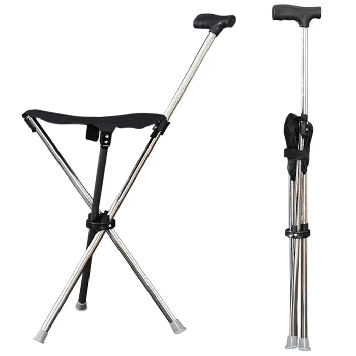 Canne pliable, siège facile à transporter, tabouret Portable, chaise pliante, poignée antidérapante,
