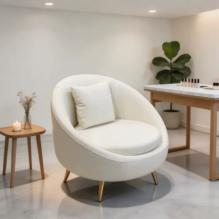 Fauteuil d'appoint blanc crème avec coussin