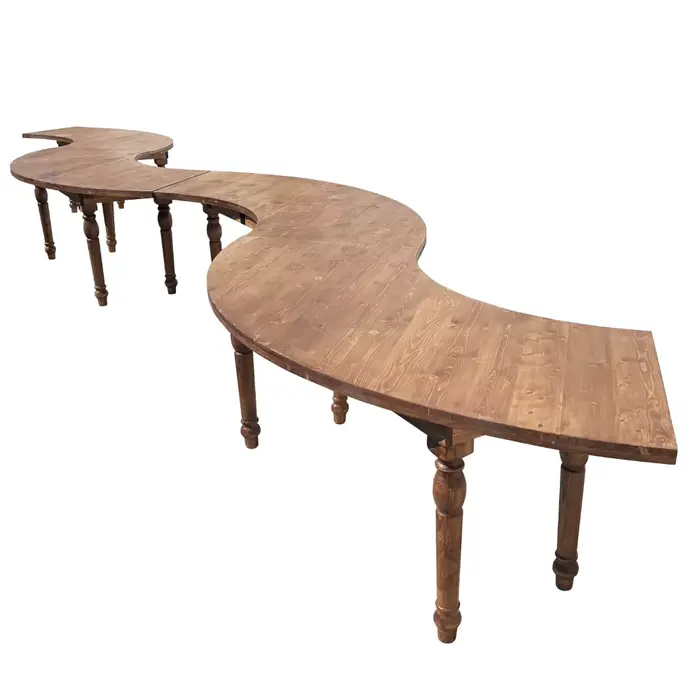 Table d'extérieur en bois incurvée de jardin rustique moderne avec sièges pour meubles d'hôtel pour