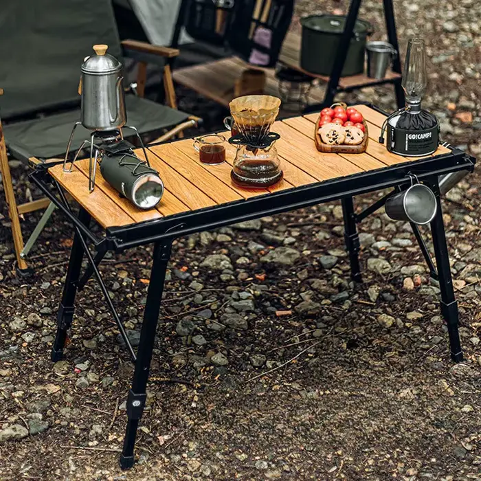 Table pliante réglable en alliage d'aluminium pour camping en plein air, panneau amovible, table de 