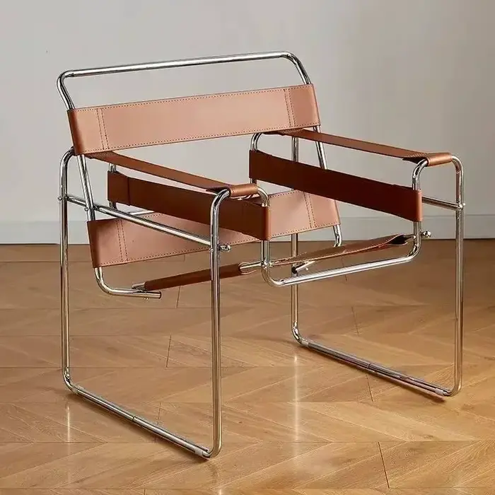 Vassili – chaise de loisirs nordique Simple, Style industriel médiéval, selle Bauhaus en cuir, résea