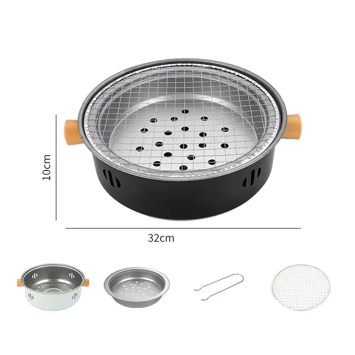 Nouveau barbecue coréen en acier inoxydable, réchaud à charbon de bois avec grille antiadhésive pour