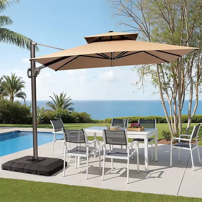 Parasol romain extérieur en aluminium, 9 pieds, étanche, pour Patio, jardin, cour, hôtel, Design mod