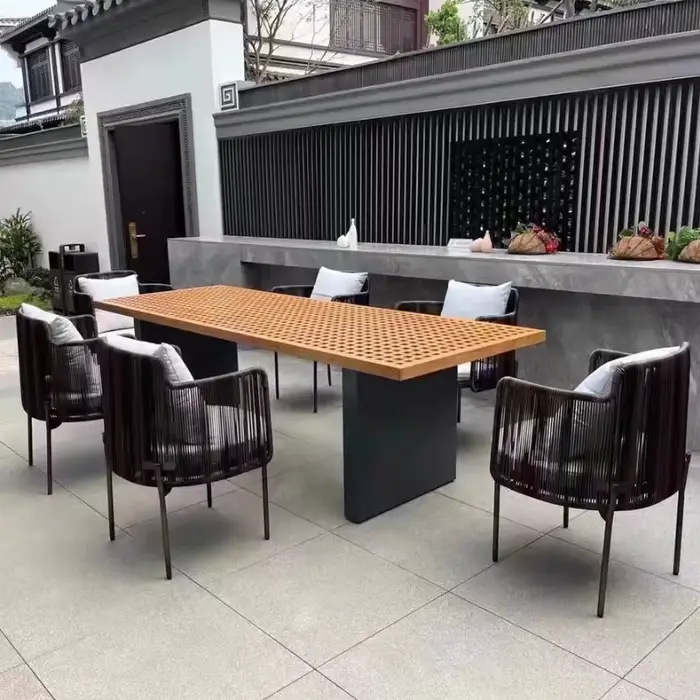 Table en bois italienne d'extérieur, style nordique, pour fête, événement, Restaurant, cuisine, Tabl