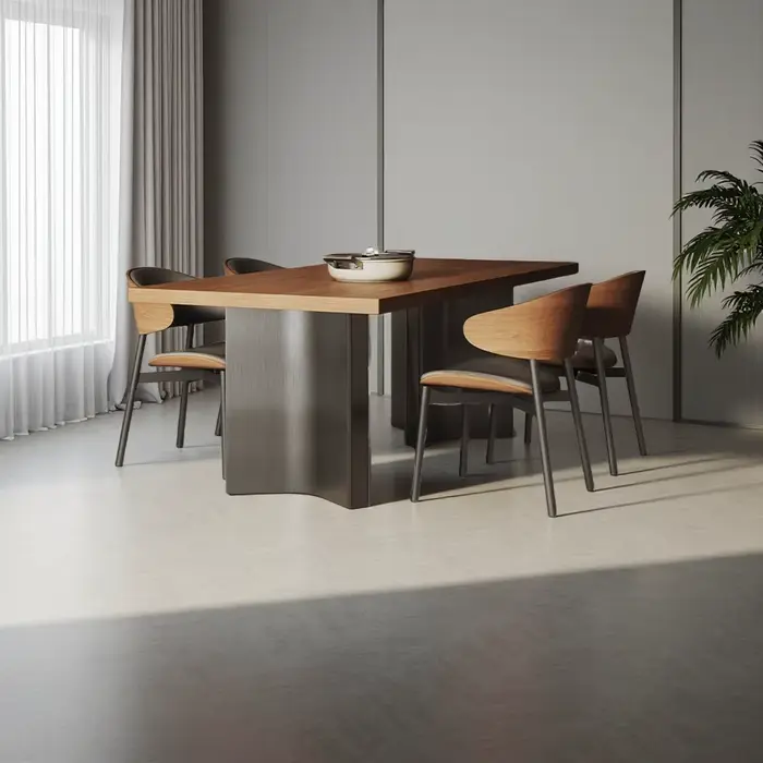 Ensemble de Table à manger pour petit déjeuner en bois, Design avec 4 chaises, cadre en contreplaqué