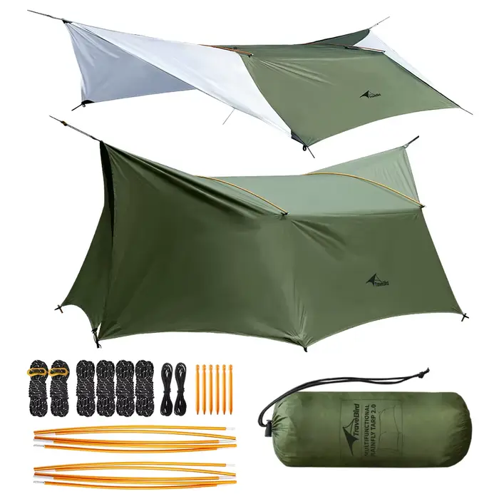 Bâche de hamac imperméable de 14 pieds, abri léger contre la pluie pour le camping, la randonnée et