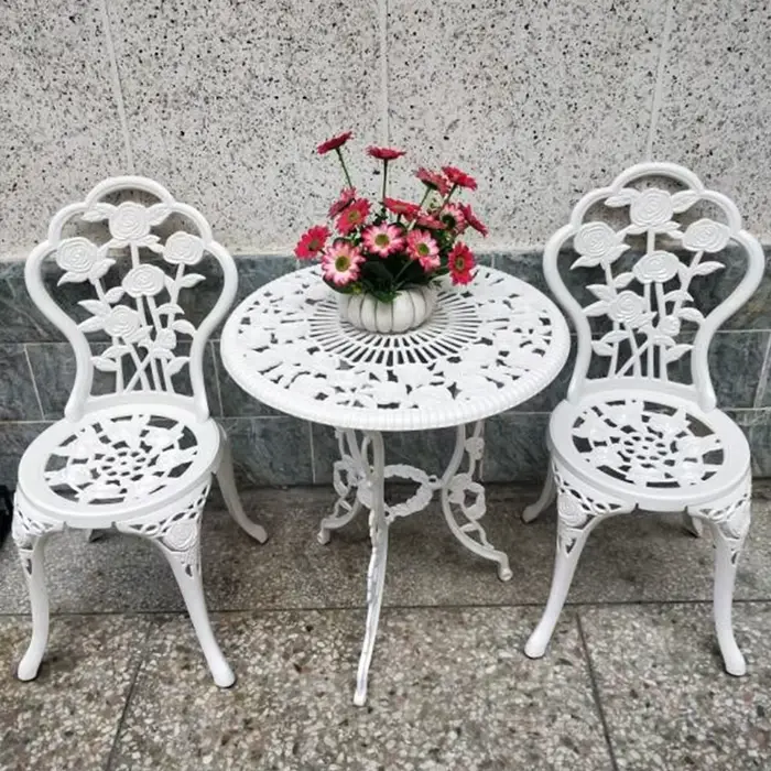 Ensemble de table et chaise d'extérieur en aluminium moulé, meubles de balcon, meubles de jardin en