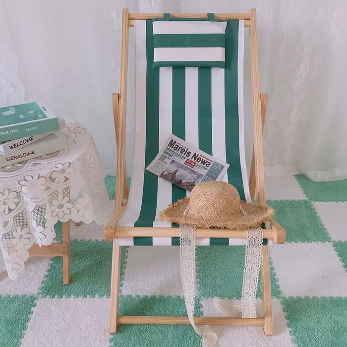 Chaise de Camping pliante en bois rose, bleue, confortable, pour l'extérieur, petits meubles de déte