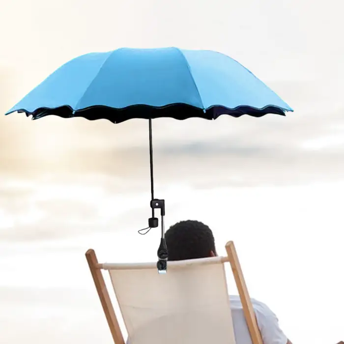 Parasol de plage réglable avec pince en Polyester imperméable, pare-soleil léger pour chaise extérie